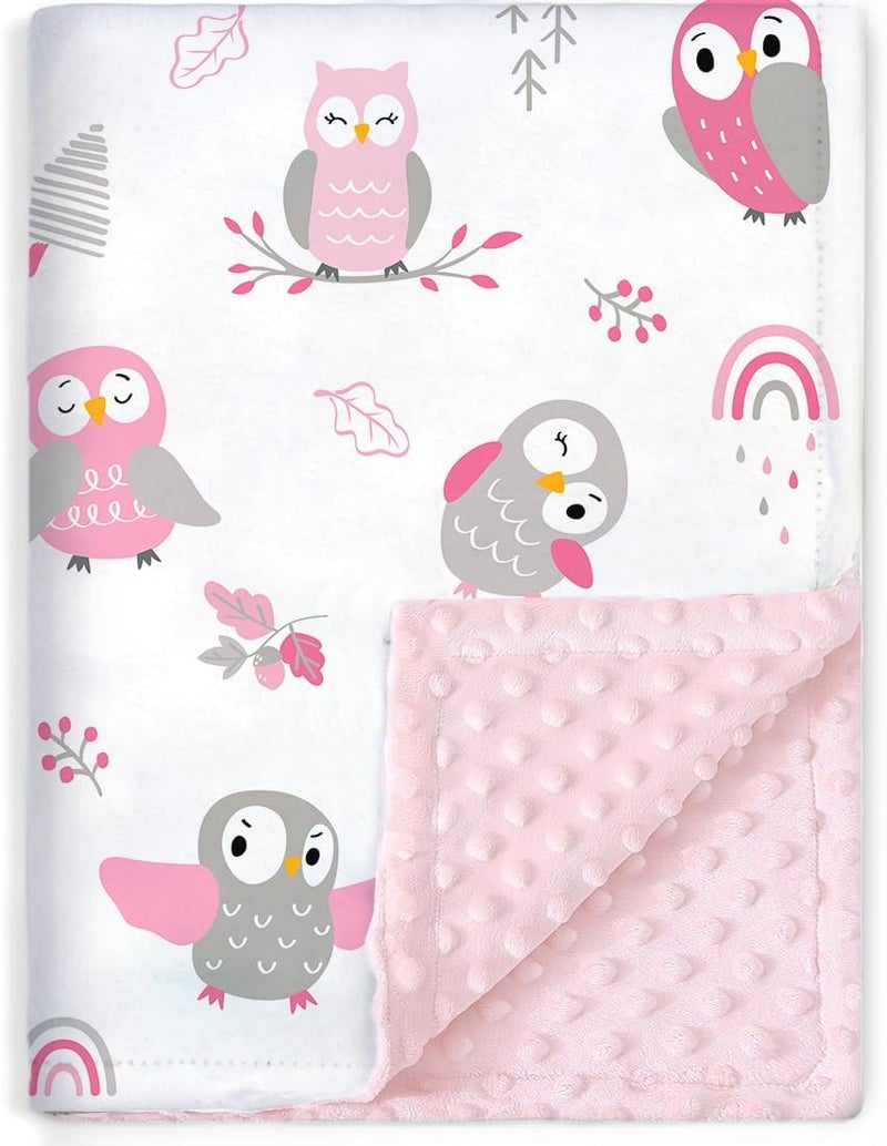 BORITAR Baby Blanket for Boys Girls Soft Plush Minky Fabric with Dotted Backing, Lovely Animal Owl Design Blanket for Toddler Newborn 30 x 40 Inch(75x100cm) - Image 1